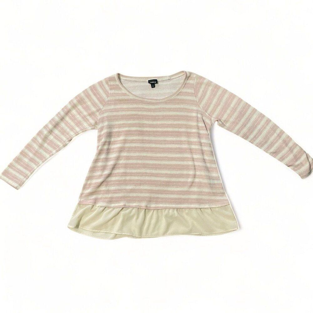 Torrid Ivory & Blush‎ Pink Stripe Sweater